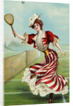 Postcard of a Well-Dressed Woman Playing Tennis by Anonymous