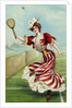 Postcard of a Well-Dressed Woman Playing Tennis by Anonymous