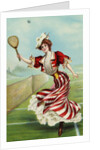 Postcard of a Well-Dressed Woman Playing Tennis by Anonymous