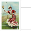 Postcard of a Well-Dressed Woman Playing Tennis by Anonymous