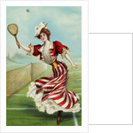 Postcard of a Well-Dressed Woman Playing Tennis by Anonymous