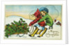 Merry Christmas Postcard with Two Girls Pulling a Sled by Anonymous