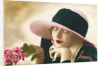 Postcard of a Flapper Holding a Rose by Anonymous