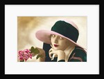 Postcard of a Flapper Holding a Rose by Anonymous