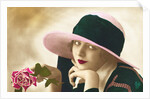 Postcard of a Flapper Holding a Rose by Anonymous