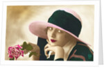 Postcard of a Flapper Holding a Rose by Anonymous