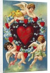 To My Valentine Postcard with a Heart and Cherubs by Anonymous