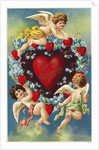 To My Valentine Postcard with a Heart and Cherubs by Anonymous