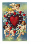 To My Valentine Postcard with a Heart and Cherubs by Anonymous