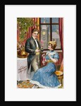 New Years Greetings Postcard with a Couple by Anonymous