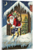 A Merry Christmas Postcard with Santa Claus on Roof by Anonymous