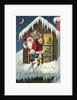 A Merry Christmas Postcard with Santa Claus on Roof by Anonymous