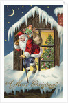 A Merry Christmas Postcard with Santa Claus on Roof by Anonymous