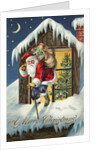 A Merry Christmas Postcard with Santa Claus on Roof by Anonymous