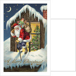 A Merry Christmas Postcard with Santa Claus on Roof by Anonymous