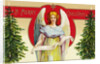 A Merry Christmas Postcard with Angel and Christmas Trees by Anonymous