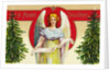 A Merry Christmas Postcard with Angel and Christmas Trees by Anonymous