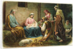 A Joyful Christmas Postcard with Nativity Scene by Anonymous