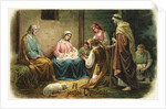 A Joyful Christmas Postcard with Nativity Scene by Anonymous
