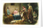 A Joyful Christmas Postcard with Nativity Scene by Anonymous