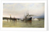 Shipping near the Statue of Liberty by Christian Cornelius Dommerson