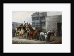 The Bristol Stagecoach Leaving the Fourteen Stars Tavern by John Charles Maggs