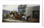 The Bristol Stagecoach Leaving the Fourteen Stars Tavern by John Charles Maggs