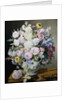 A Still Life of Flowers on a Marble Ledge by Cyane Lecoq de Boisbaudran