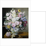 A Still Life of Flowers on a Marble Ledge by Cyane Lecoq de Boisbaudran