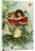 A Merry Christmas Postcard with Two Angels by Anonymous