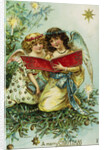 A Merry Christmas Postcard with Two Angels by Anonymous