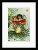 A Merry Christmas Postcard with Two Angels by Anonymous