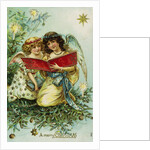 A Merry Christmas Postcard with Two Angels by Anonymous