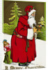 A Merry Christmas Postcard with Santa Claus Holding a Toy by Anonymous