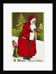 A Merry Christmas Postcard with Santa Claus Holding a Toy by Anonymous