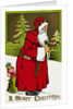 A Merry Christmas Postcard with Santa Claus Holding a Toy by Anonymous