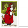 A Merry Christmas Postcard with Santa Claus Holding a Toy by Anonymous