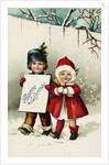 Bonne Annee Postcard with Two Children by Anonymous