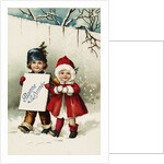 Bonne Annee Postcard with Two Children by Anonymous