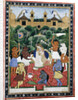 19th-Century Indian Painting of the Wife of Rajah Ramchanderjee In Rawan's Garden by Anonymous