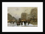 A Paris Street Scene in Winter by Luigi Loir