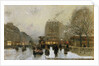 A Paris Street Scene in Winter by Luigi Loir