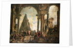 A Capriccio of the Ruins of Rome by the School of Giovanni Paolo Panini by Anonymous