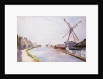 A Riverside Village with Windmills by Lesser Ury