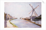 A Riverside Village with Windmills by Lesser Ury