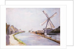 A Riverside Village with Windmills by Lesser Ury