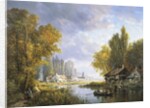 A River Scene in France by Charles Euphrasie Kuwasseg