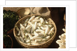 Basket of White Eggplants at the Market by Anonymous