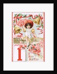 A Happy New Year Postcard with a Little Girl and Bells by Anonymous