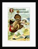 Thanksgiving Greetings Postcard with a Boy Carrying a Turkey by Anonymous